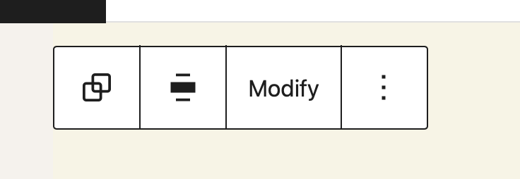 Block Toolbar showing a Modify Button